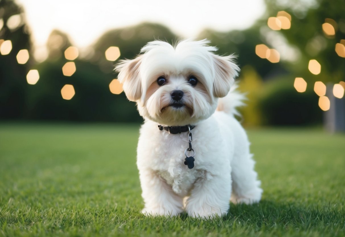 A small, fluffy dog, such as a Bichon Frise or Maltese, remains small and does not grow