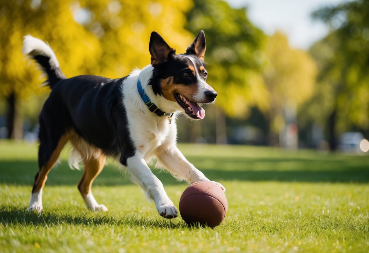 A dog named Max plays with a ball in a sunny park