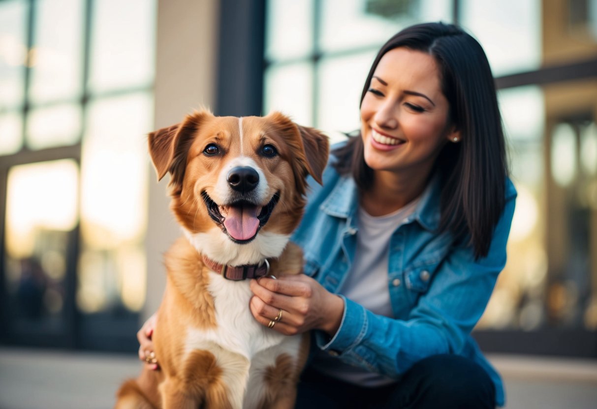 A happy dog with a wagging tail responds to the name "Buddy" from its owner
