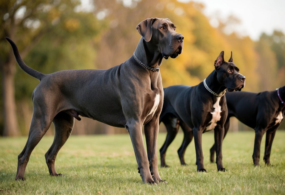 A Great Dane stands tall and regal, towering over other breeds, its powerful frame and noble demeanor marking it as the #1 biggest dog