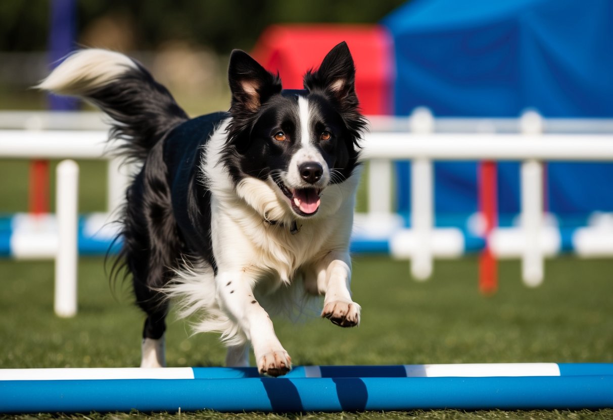 A Border Collie confidently navigating an agility course