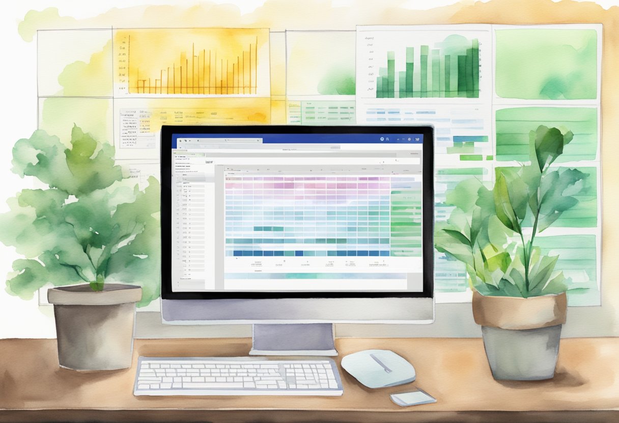 A computer screen displaying an Excel spreadsheet with VBA code, alongside an email inbox with automated emails being sent out