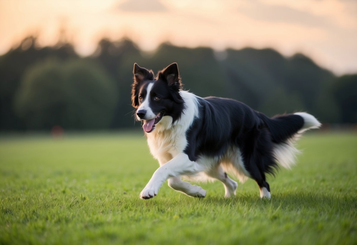 A border collie effortlessly follows commands in a training field