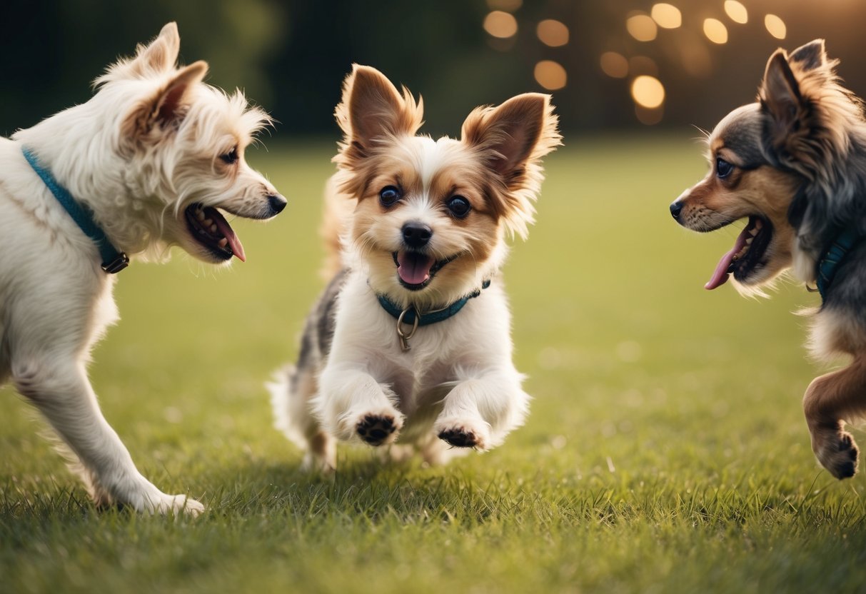 A small dog with a friendly and outgoing temperament, playing and interacting with its owner or other animals in a lively and cheerful manner