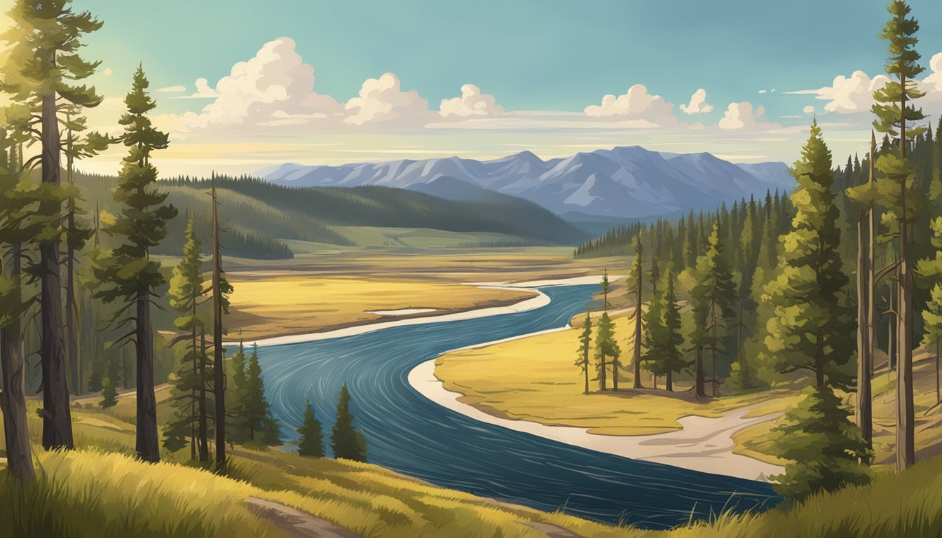 Rolling hills, lush forests, and a winding river create the picturesque backdrop for the filming locations of "Yellowstone" in Montana