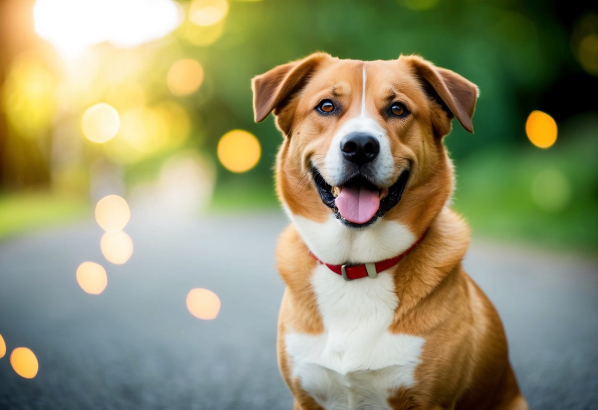 A loyal and friendly dog, representing the characteristics of people born in the Year of the Dog, standing proudly with a warm and welcoming expression