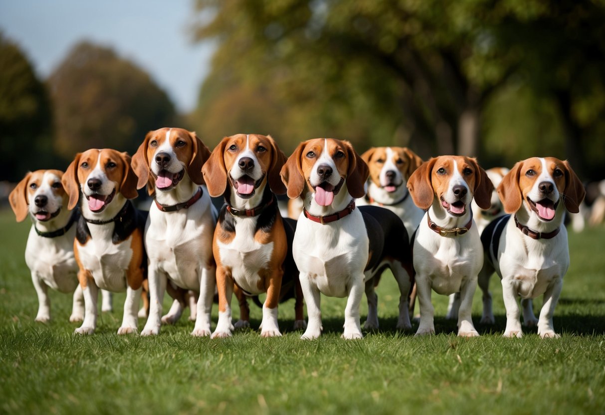 A pack of barking beagles, dachshunds, and terriers fill the park with their cacophony