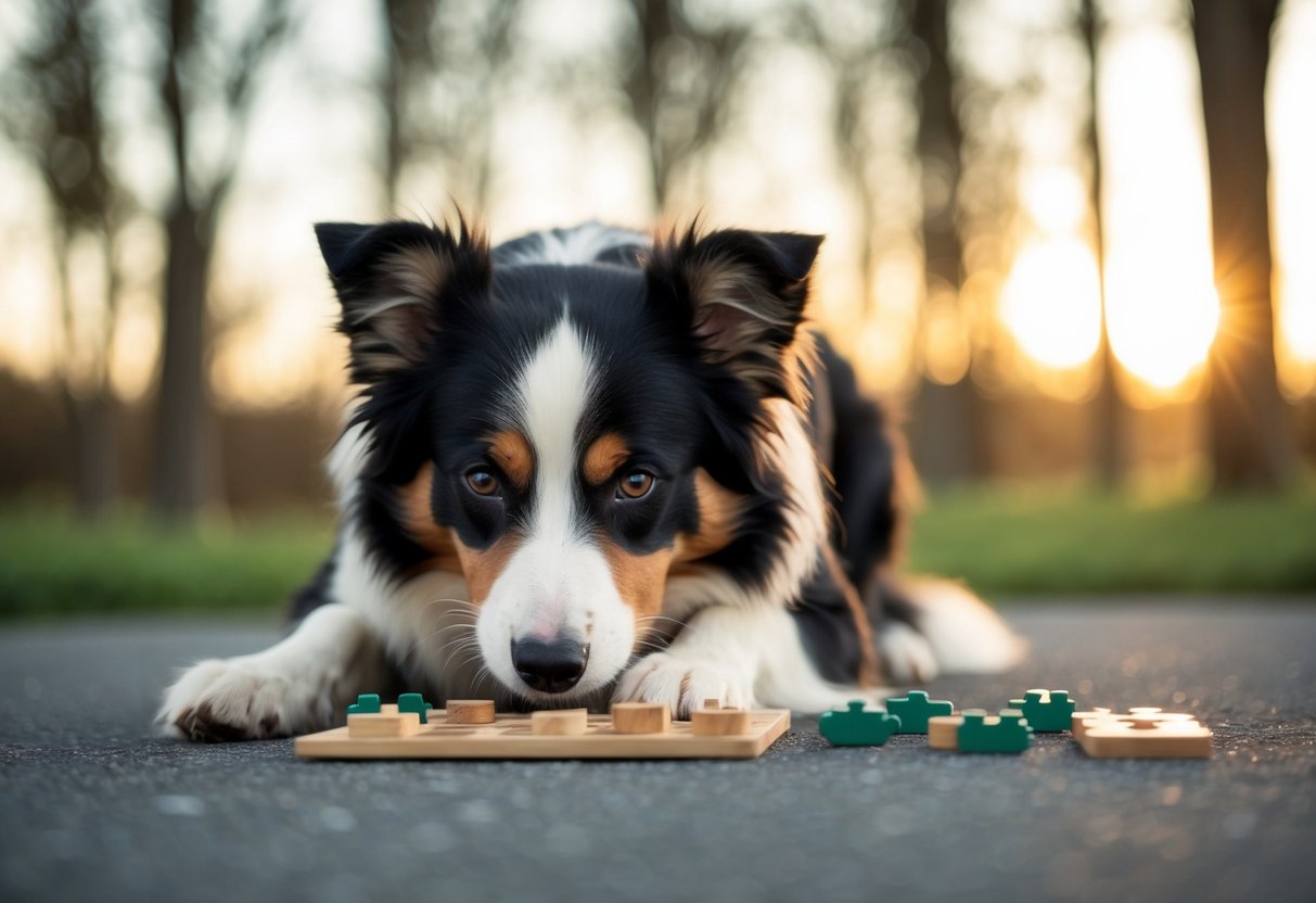 A border collie solving a complex puzzle