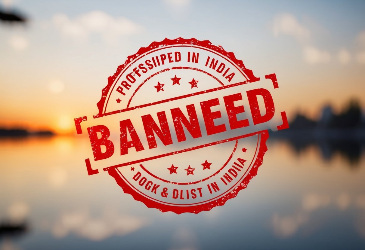 A dog breed list with a red "banned" stamp in India