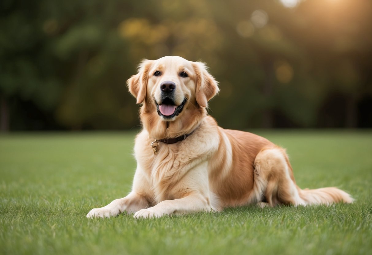 A golden retriever excelling in obedience, agility, and loyalty, showcasing its intelligence, athleticism, and affectionate nature