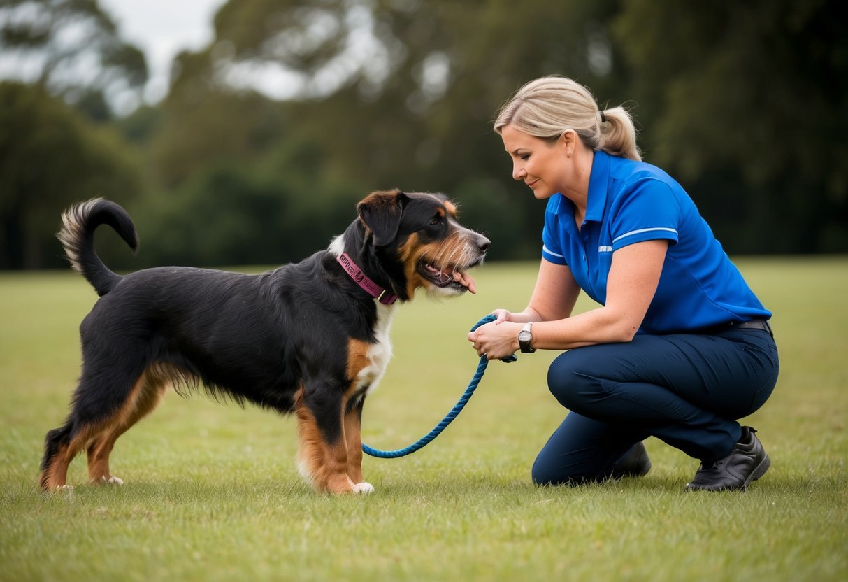 A trainer works with a stubborn breed, using positive reinforcement and patience to overcome challenges