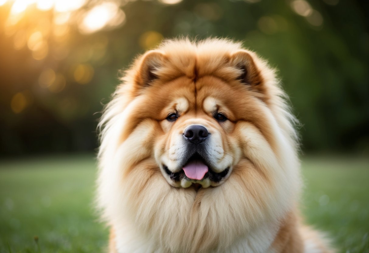 A Chow Chow dog with a full, fluffy mane resembling a lion's