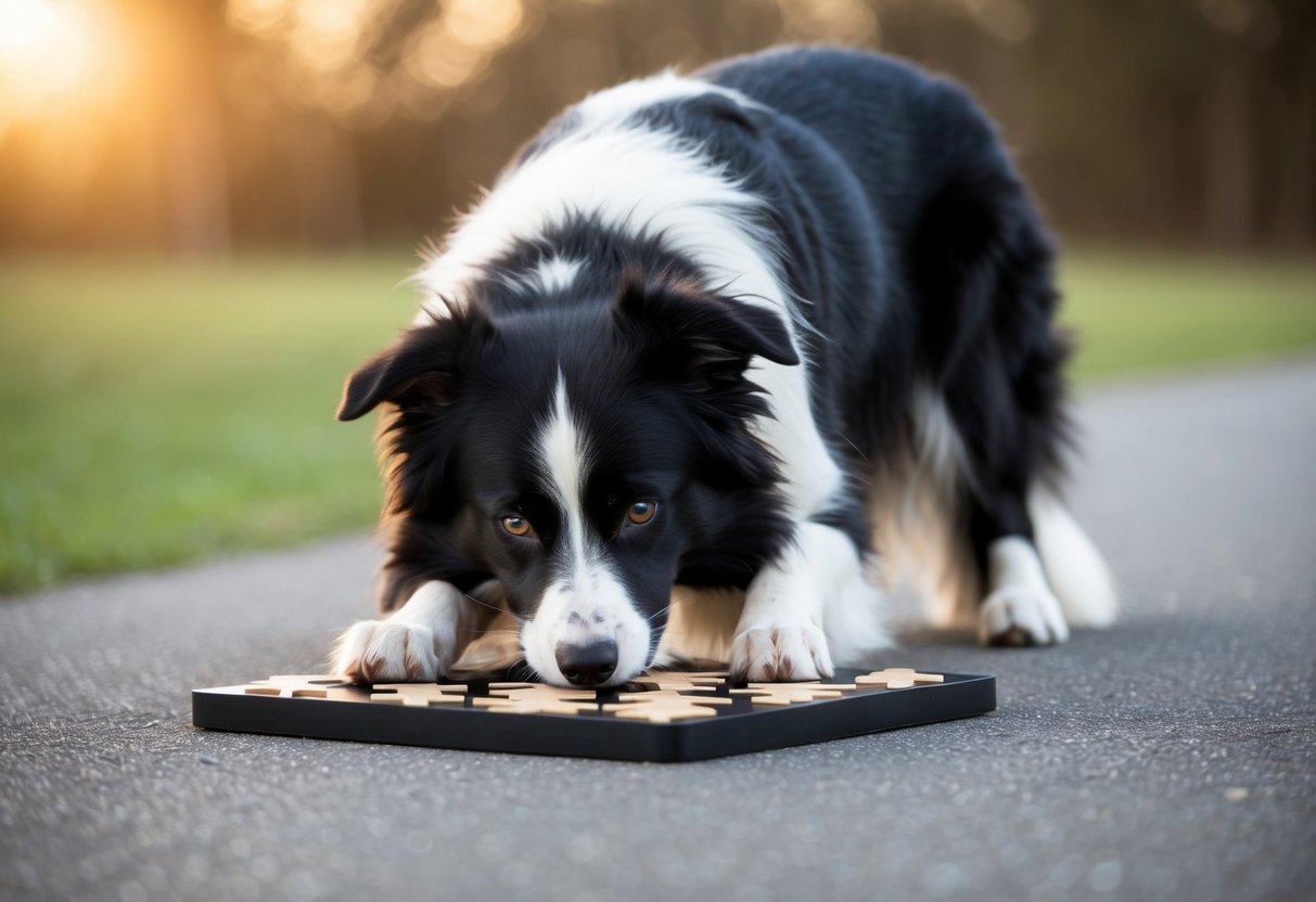 A border collie solving a complex puzzle