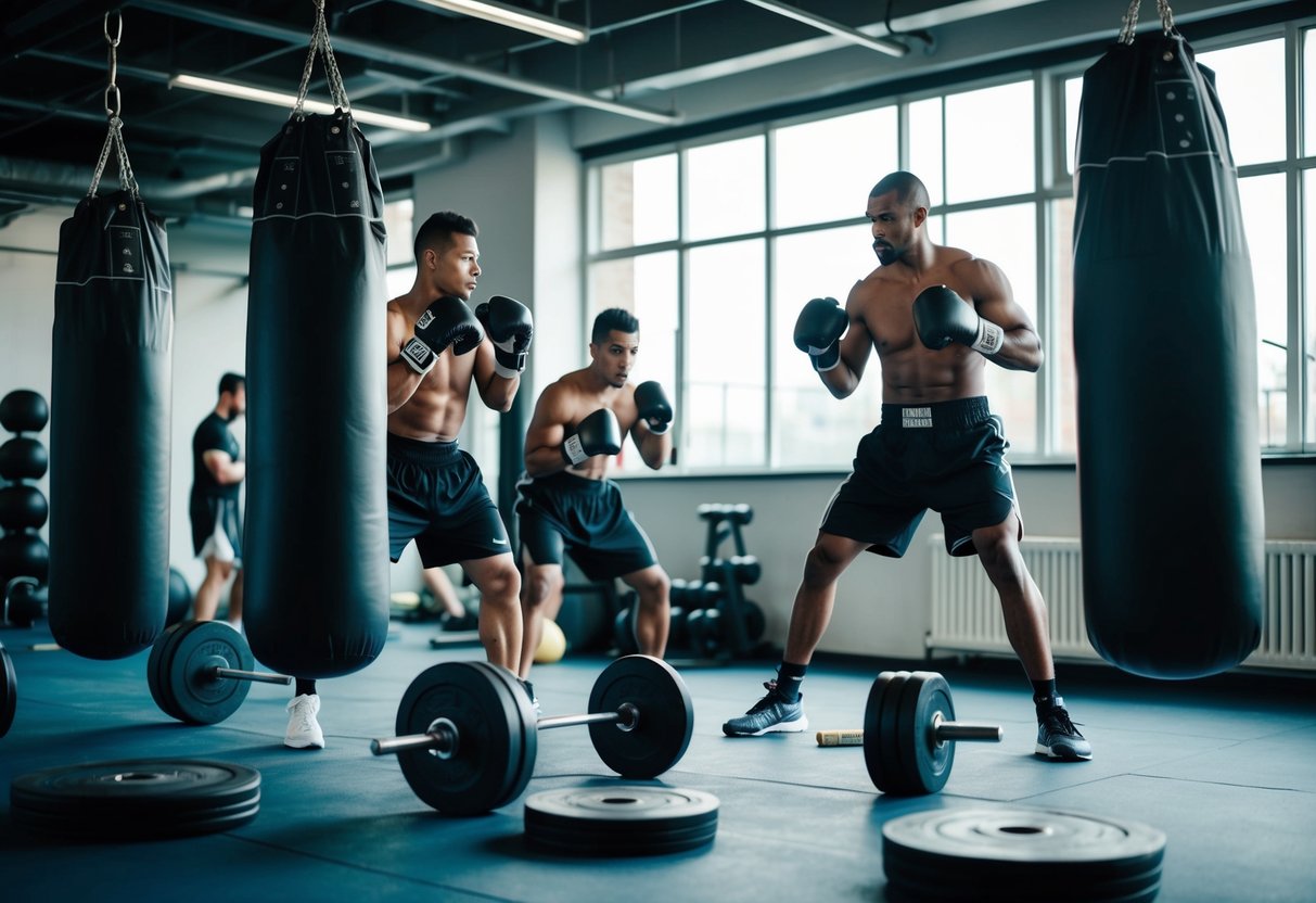 Boxers are prone to training in a gym, surrounded by punching bags, weights, and sweat