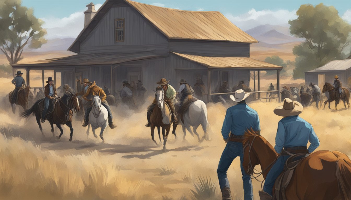 A dramatic confrontation at the Dutton ranch, with tension and conflict between characters