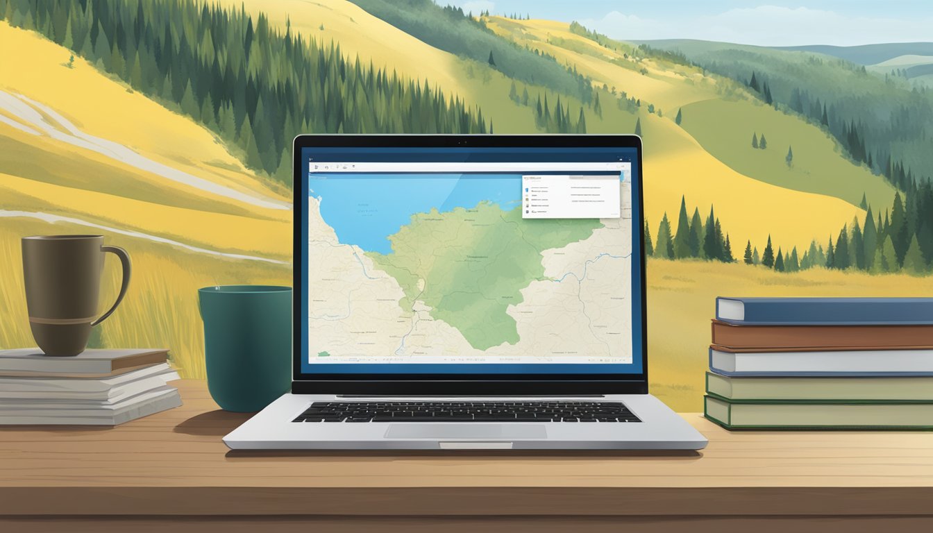 A laptop displaying the Yellowstone series with a map of Luxembourg in the background