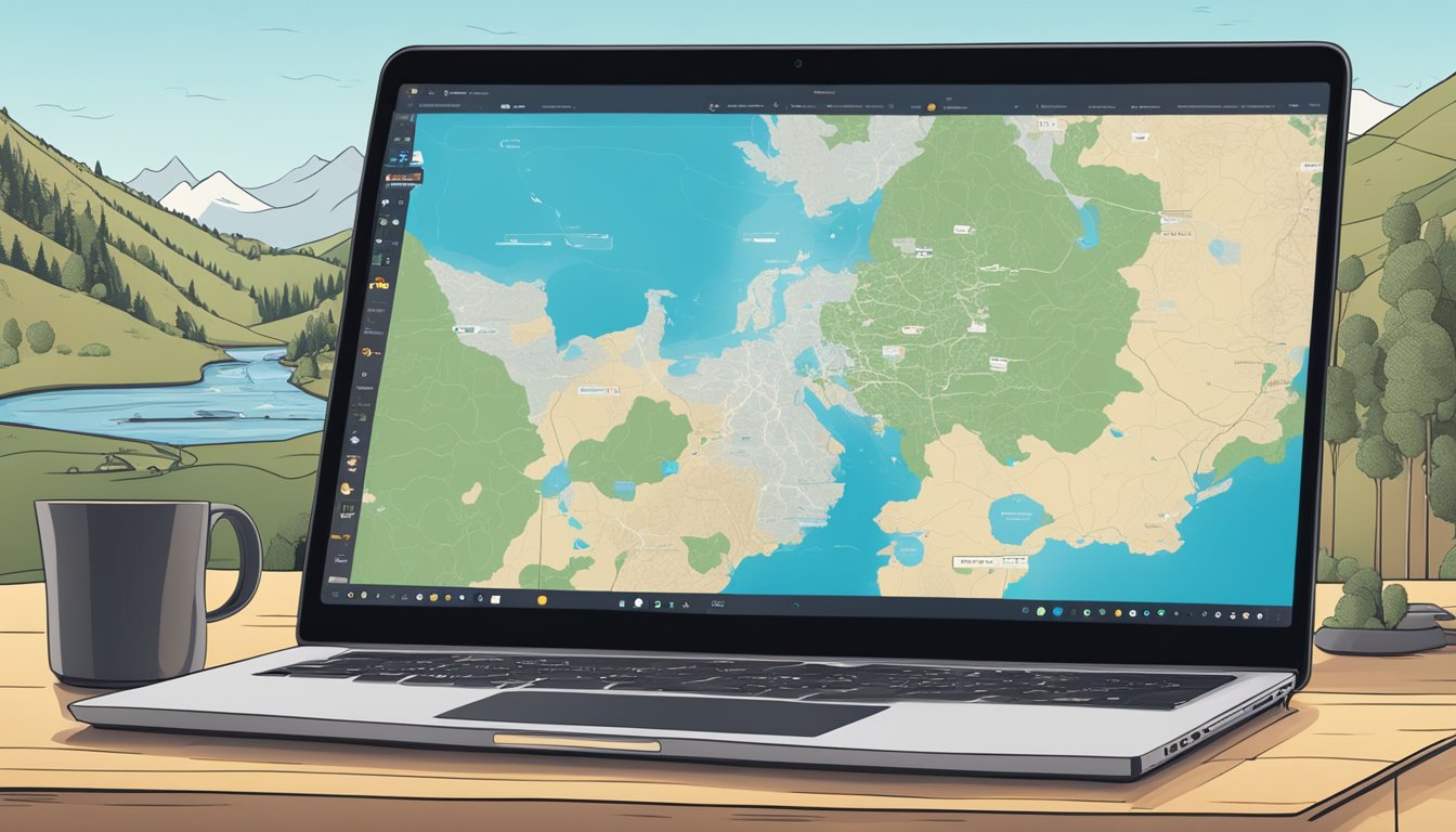 A laptop displaying the show "Yellowstone" with a map of Luxembourg in the background, surrounded by streaming service logos