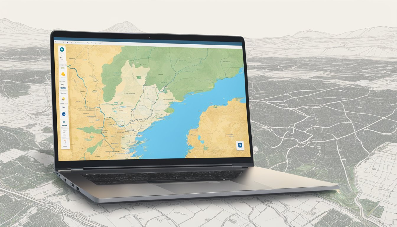 A laptop with a map of the Netherlands and the Yellowstone logo on the screen, with a streaming service open and the show playing