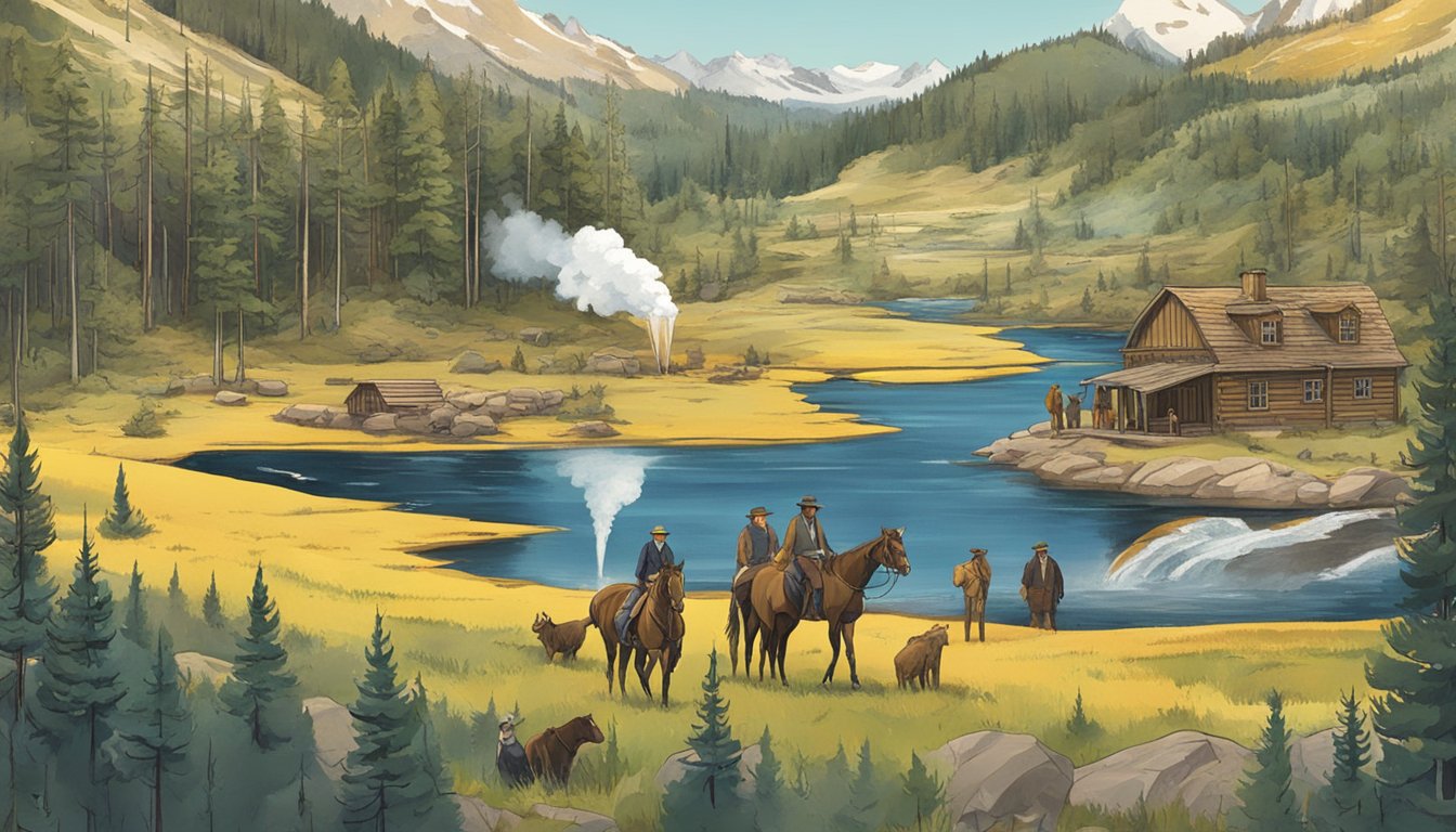 A picturesque Swedish landscape with a television displaying the show "Yellowstone" surrounded by a diverse cast of characters