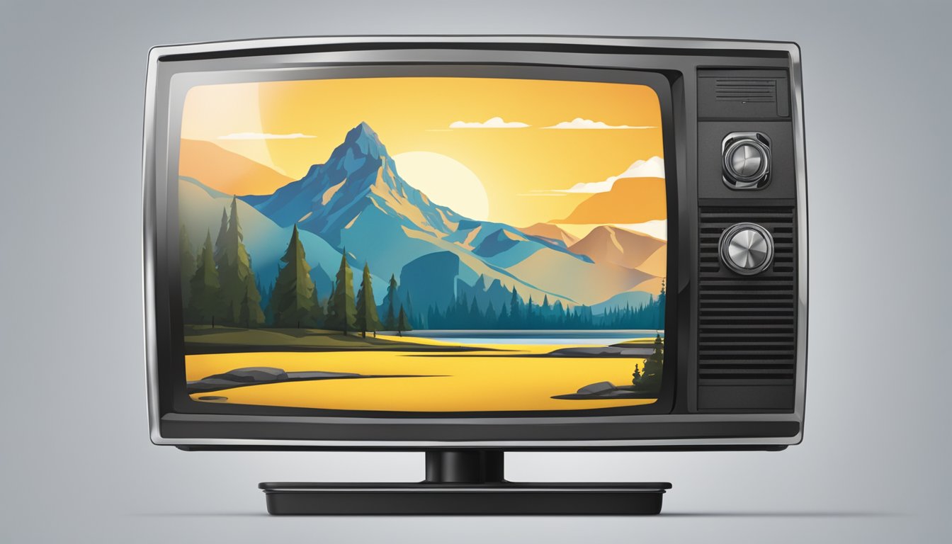 A television screen displaying the Yellowstone series logo on the Paramount Plus app, with the play button highlighted