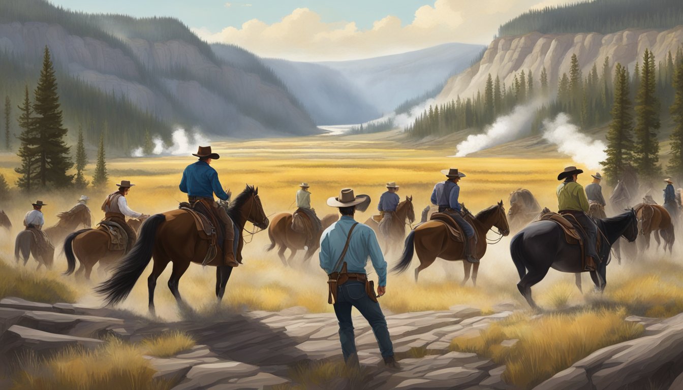 A dramatic showdown between cowboys and land developers on the rugged, picturesque landscape of Yellowstone National Park