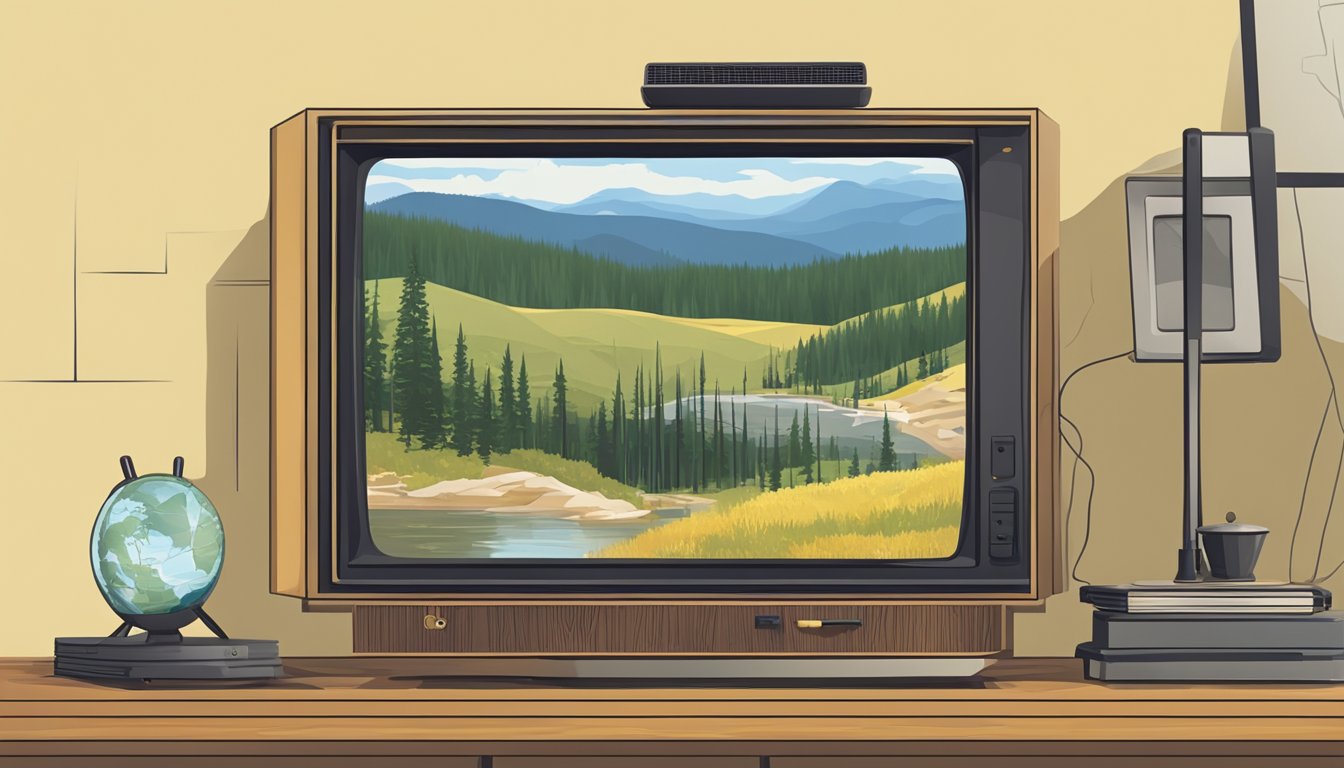 A television with the Yellowstone series playing on a network