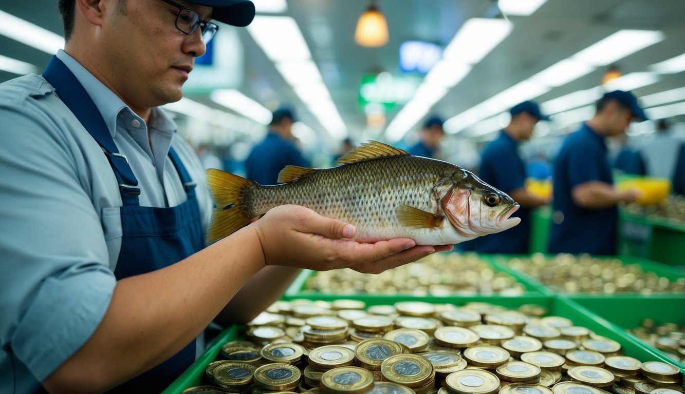 Sebuah agen penembakan ikan resmi yang ramai dengan setoran kecil