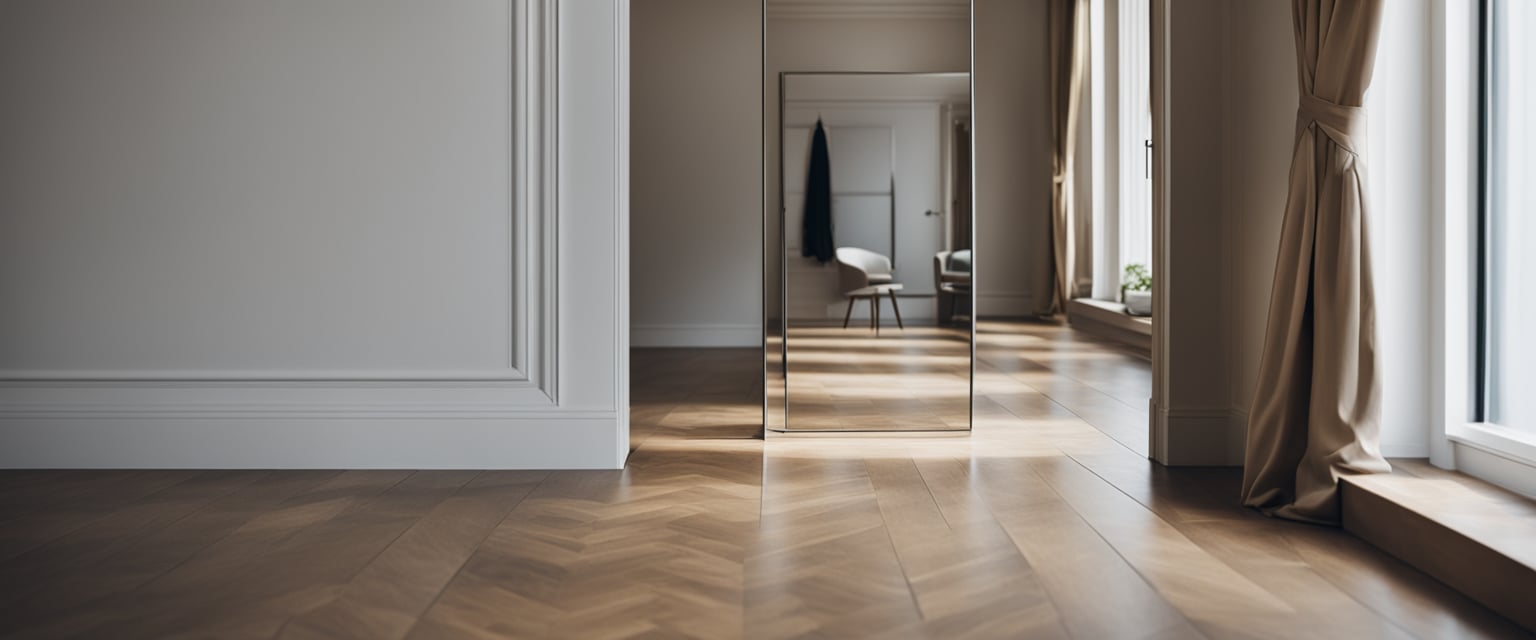 A mirror reflecting an empty room, with no one present to see their own reflection