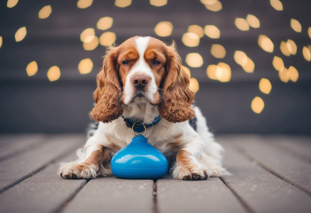 A cocker spaniel holding its bladder for an extended period, displaying discomfort and restlessness