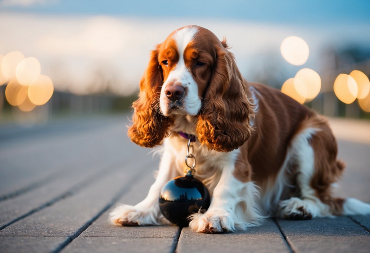 A cocker spaniel holding its bladder for an extended period, looking uncomfortable but determined