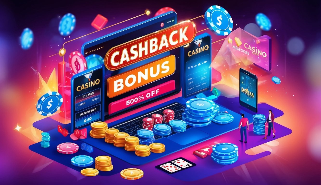 Sebuah kasino online yang ramai dengan grafik yang hidup dan tawaran bonus cashback yang menonjol