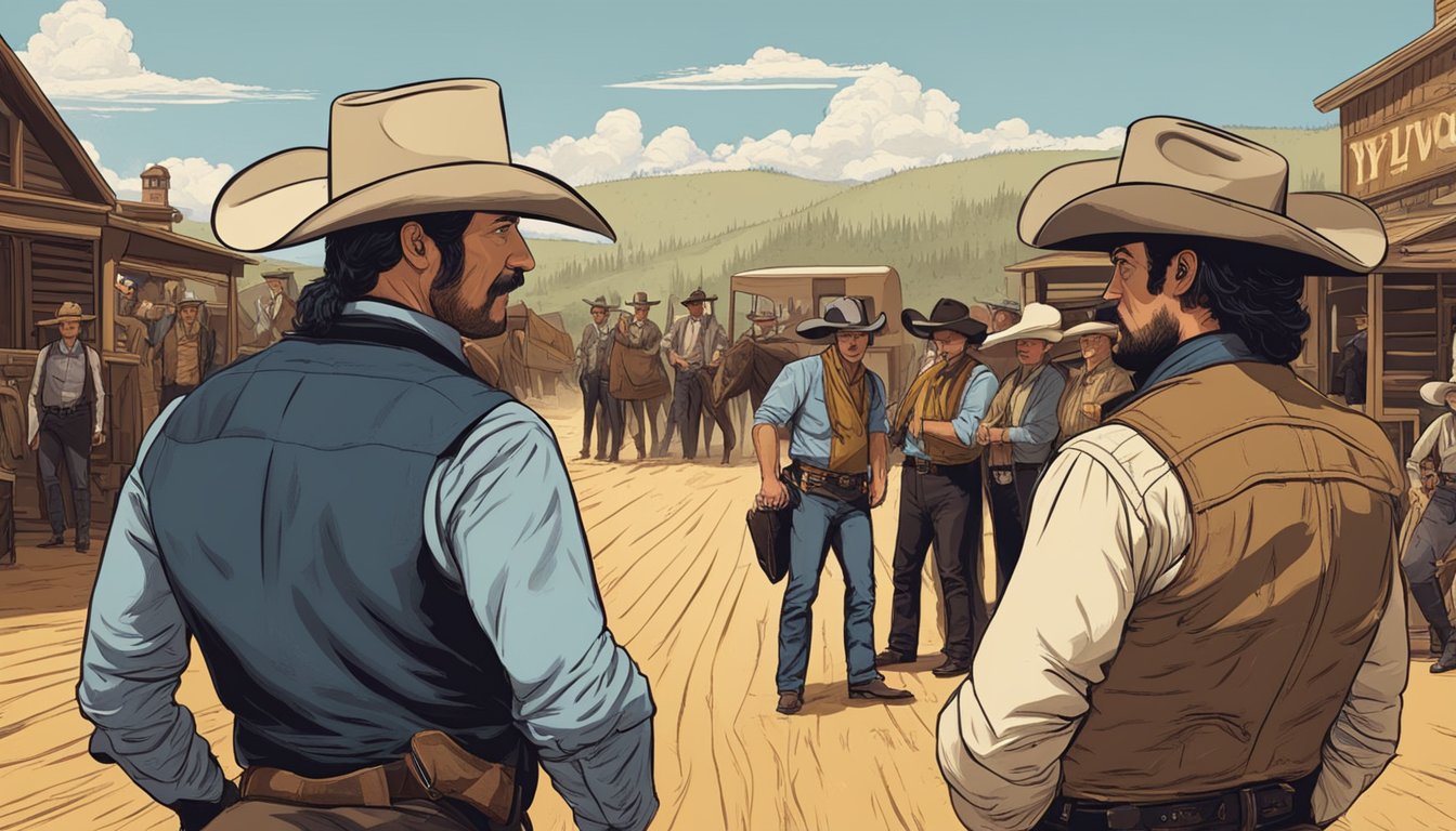 A showdown between two iconic TV western shows, Yellowstone and Deadwood, with fans debating and discussing their favorite aspects of each