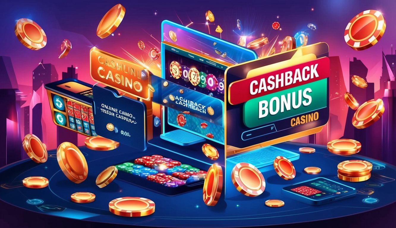 Sebuah kasino online yang ramai dengan grafik yang cerah dan tawaran bonus cashback yang menonjol