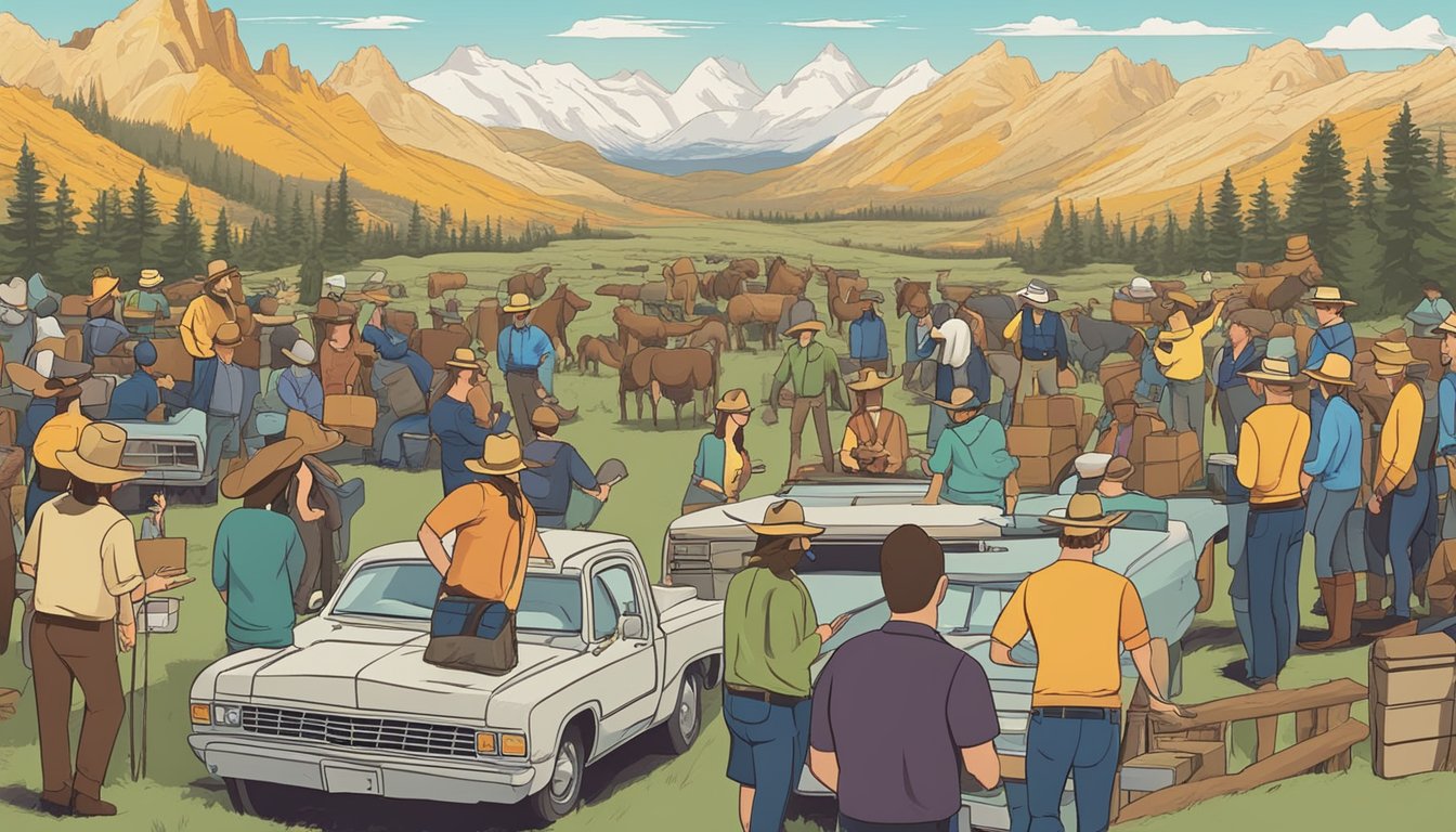 A bustling online forum with two distinct groups passionately debating the merits of "Yellowstone" and "Longmire," with colorful avatars and emojis adding to the lively discussion