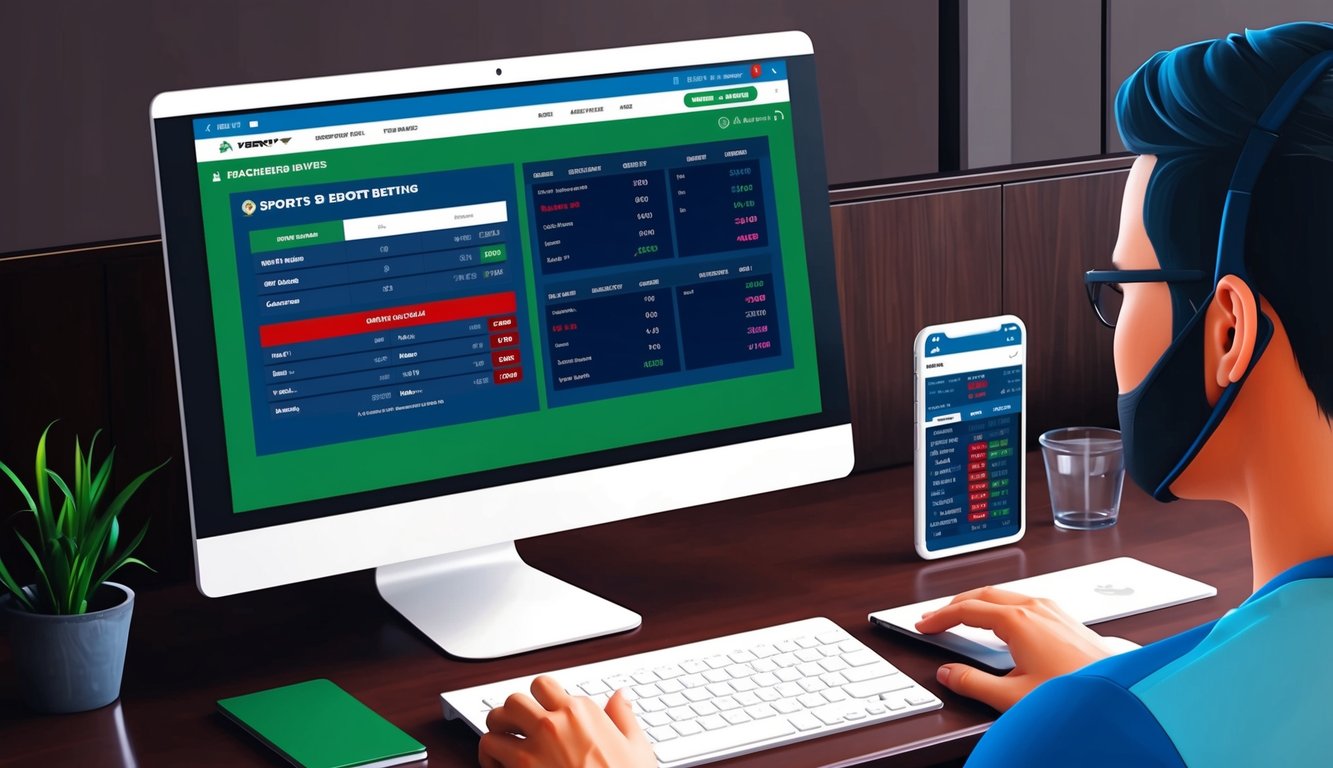 Sebuah layar komputer yang menampilkan odds taruhan olahraga dan antarmuka yang ramping serta modern