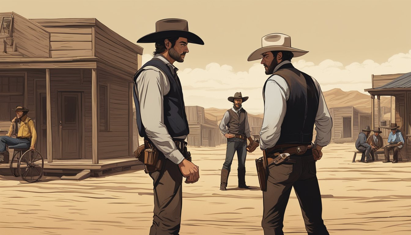 A showdown at high noon in a dusty western town, with two iconic TV shows facing off in a tense and dramatic confrontation