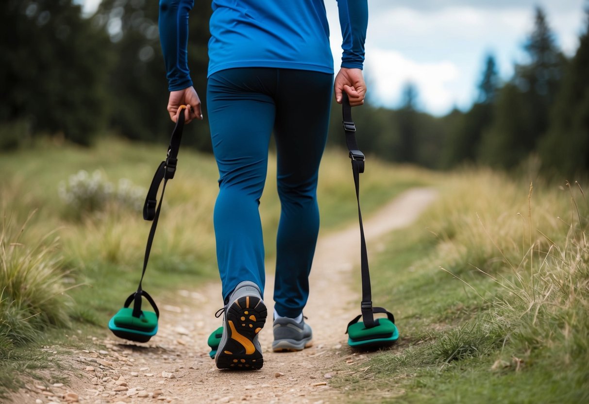 A person walking on a trail with affordable walking pads under €300