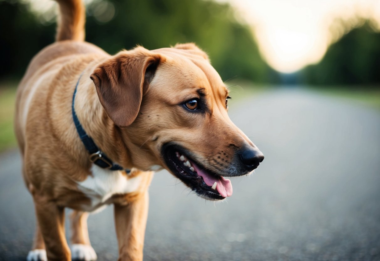 A dog following closely, gazing at you with adoring eyes, and seeking physical contact