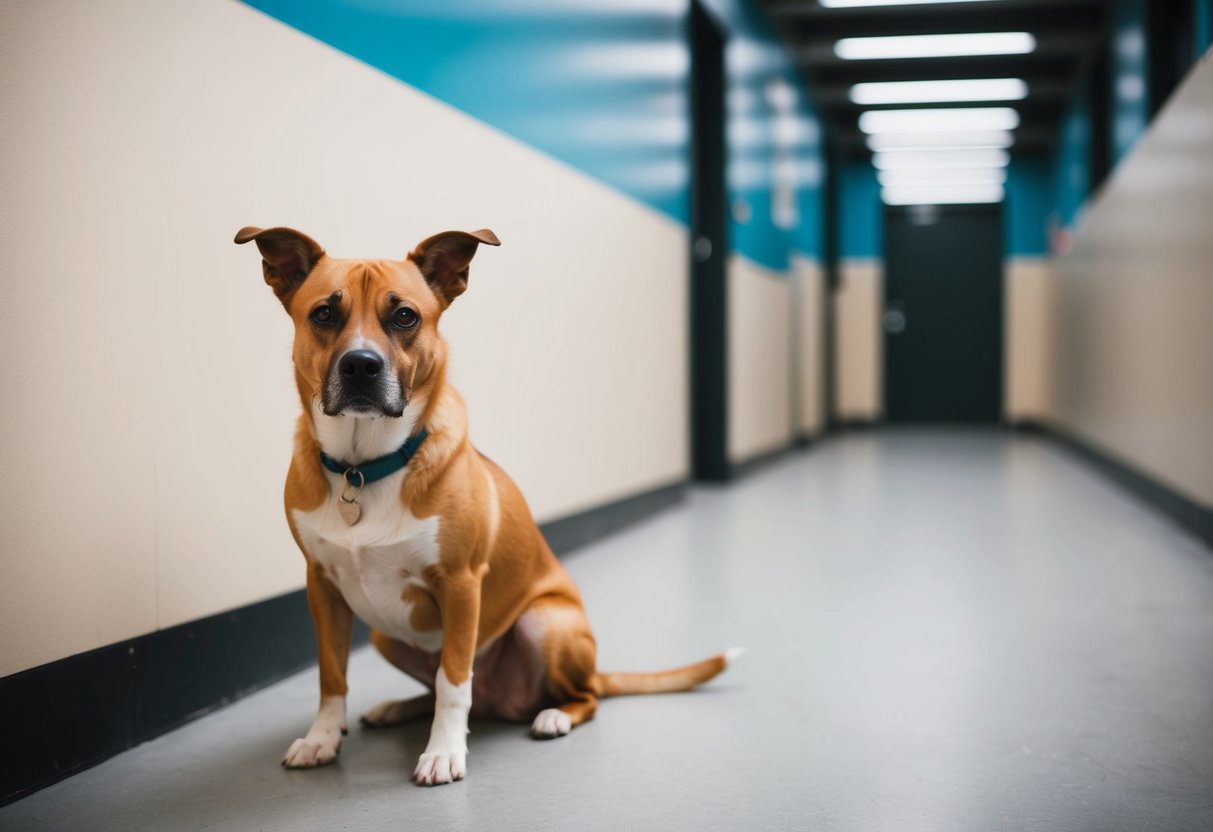 A lone, overlooked dog sits in a shelter corner, while more popular breeds are adopted