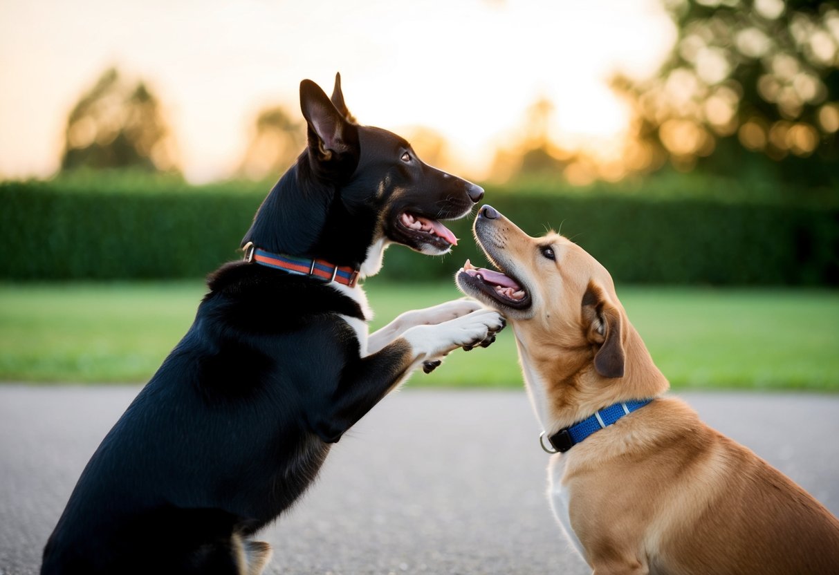 A neutered dog attempting to mount a female dog, but unable to achieve full penetration