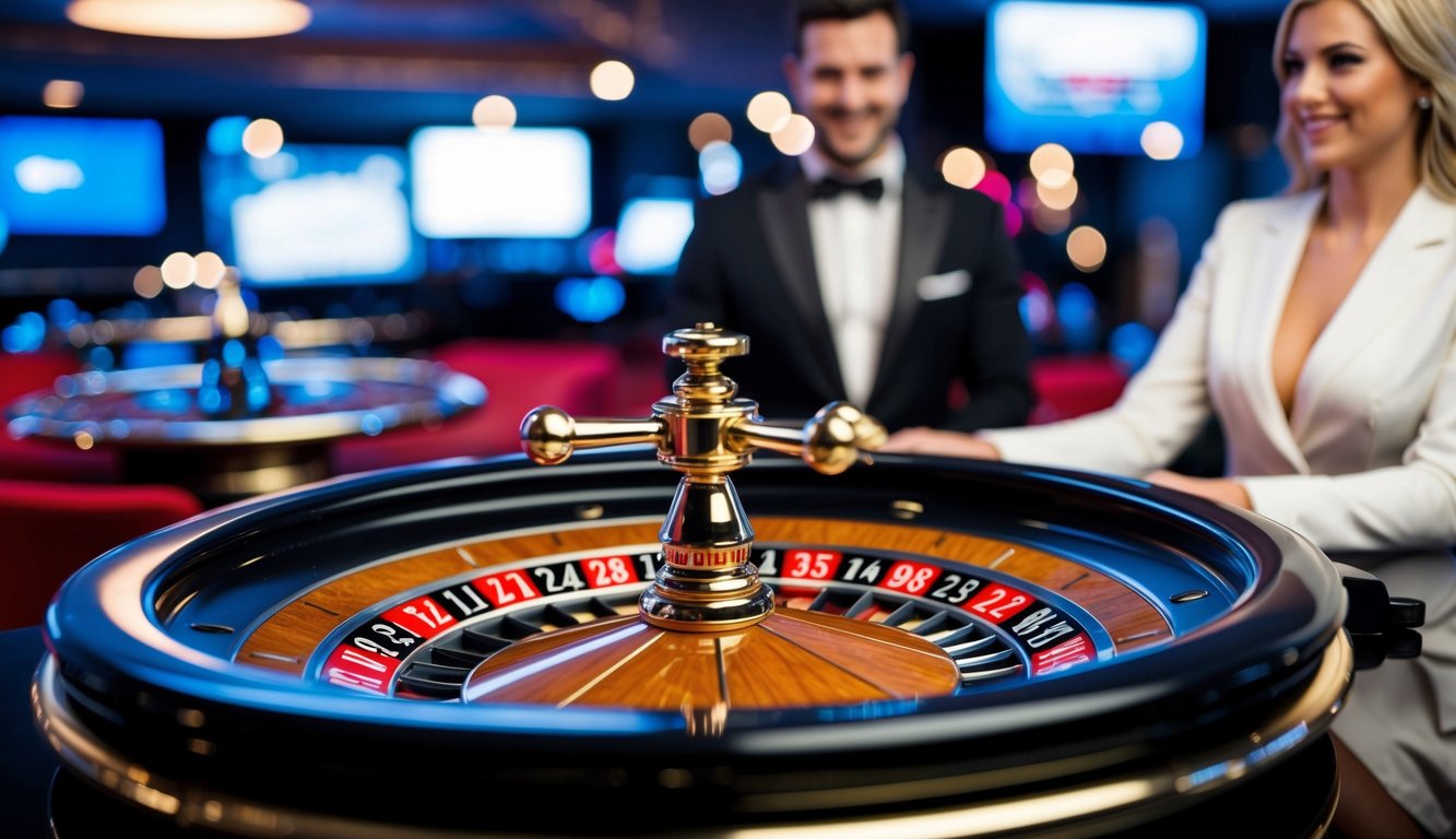 Roda roulette berputar dengan dealer langsung dalam pengaturan online