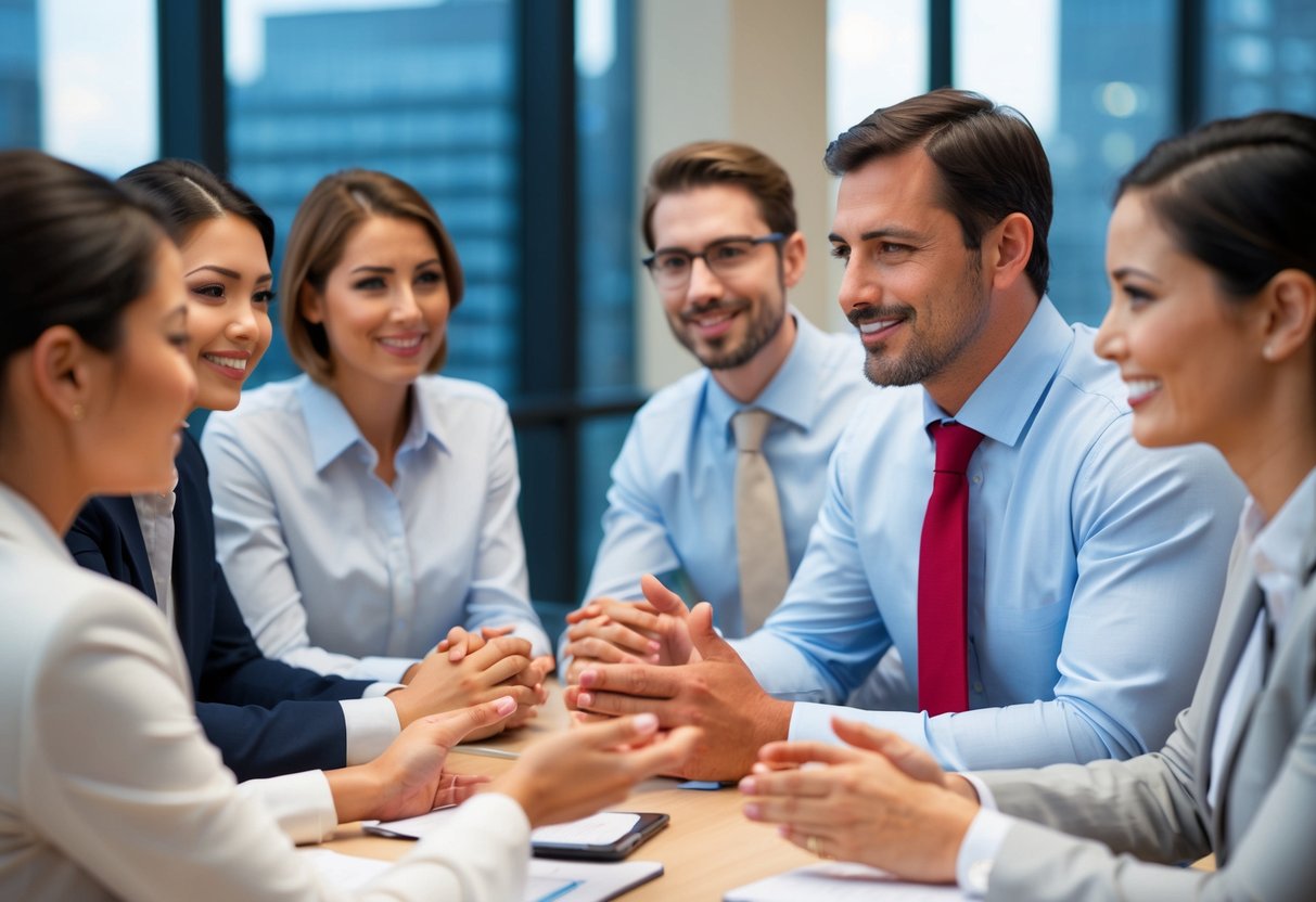 A group of professionals engaged in respectful and attentive communication during a callback session