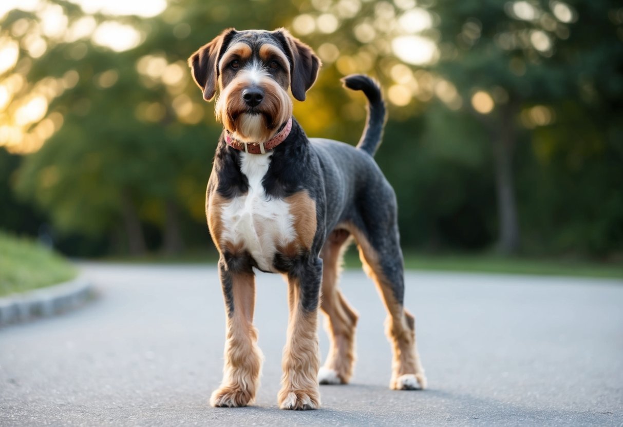 A Boxerdoodle stands tall and proud, its muscular frame and medium size making it a striking presence in any setting