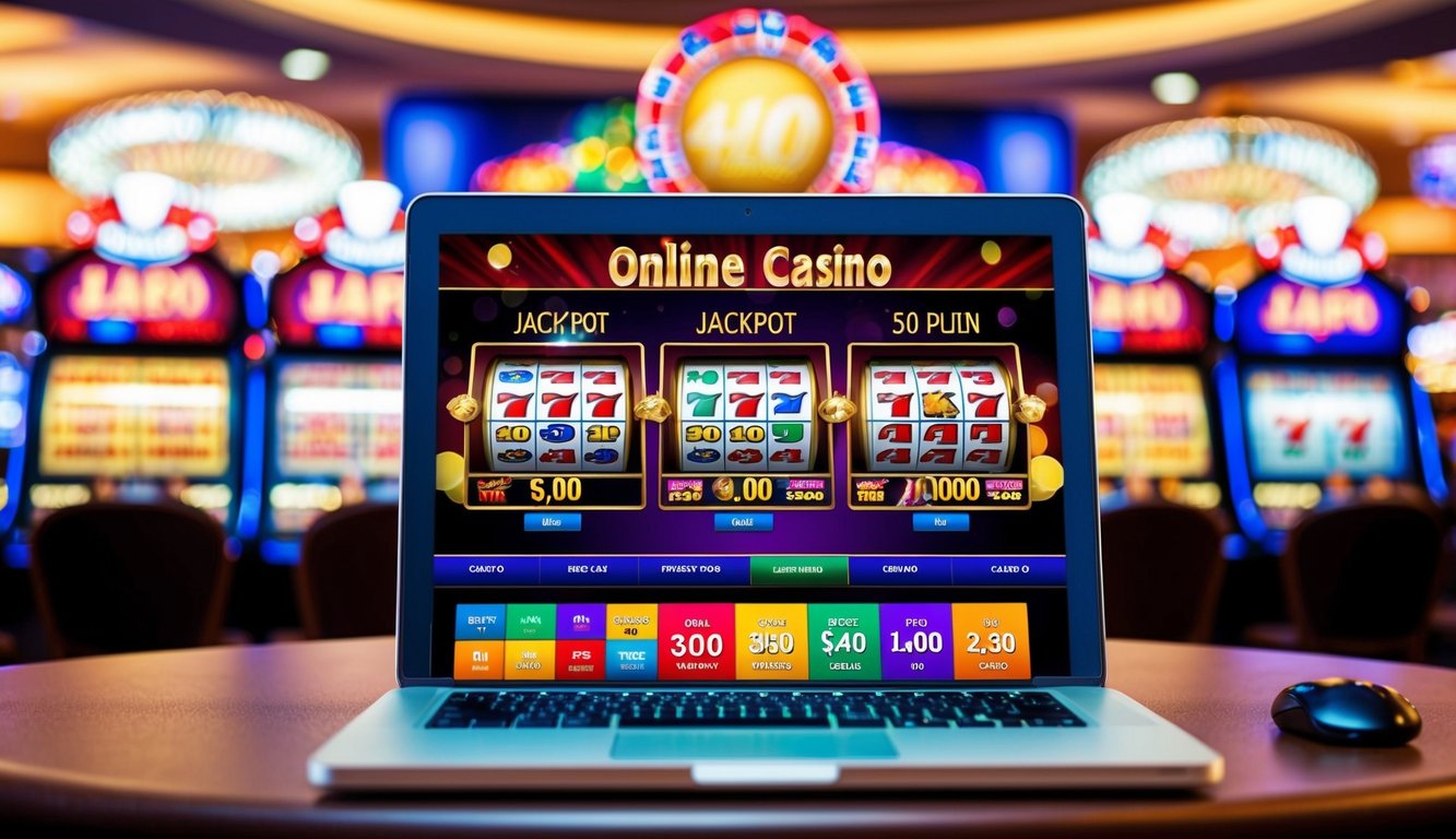 Sebuah kasino online yang penuh warna dan hidup dengan tampilan jackpot besar