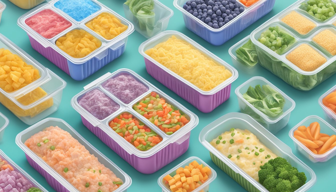 A freezer filled with frozen diet meals, surrounded by colorful packaging and labels boasting "low calorie" and "healthy."