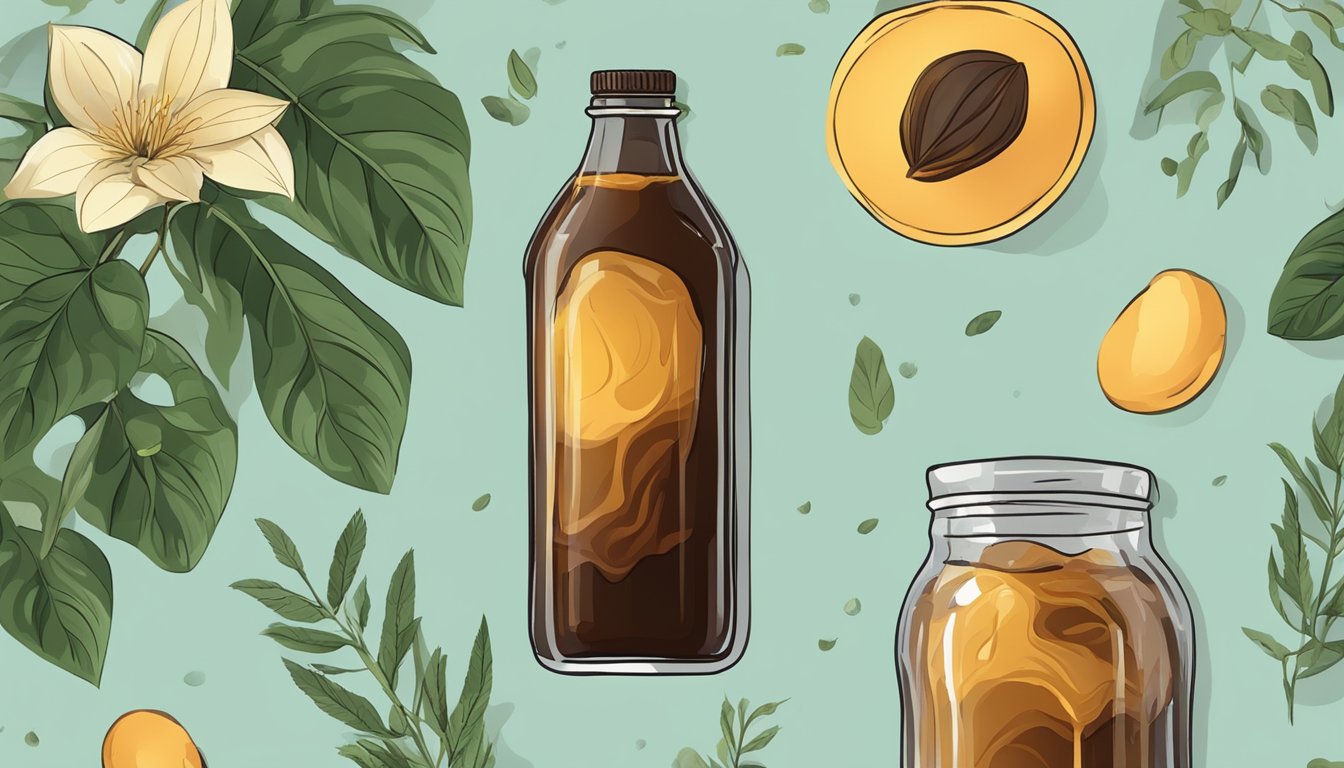 A glass bottle of cold brew coffee surrounded by wilted and unhealthy looking plants