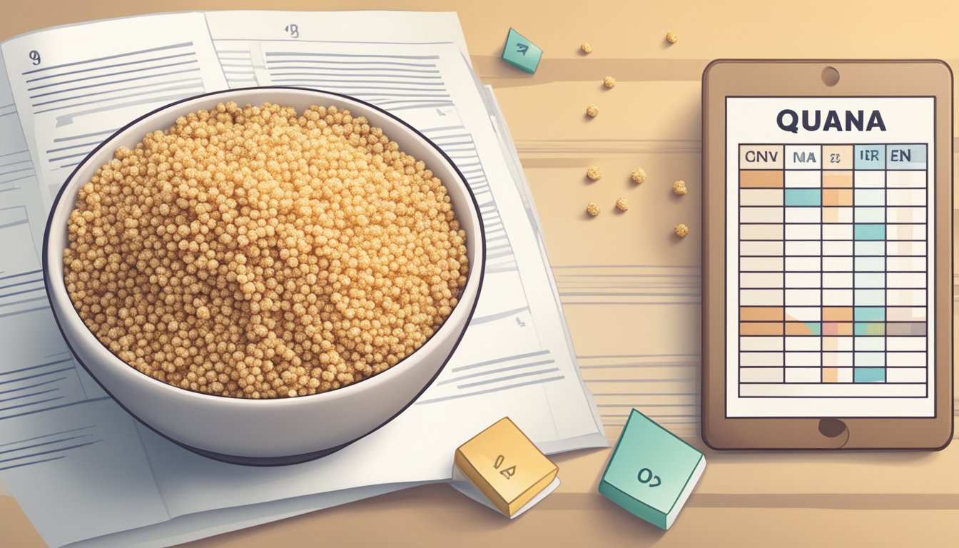 A bowl of puffed quinoa snacks with a glycemic index chart in the background, highlighting the unhealthy nature of the snack