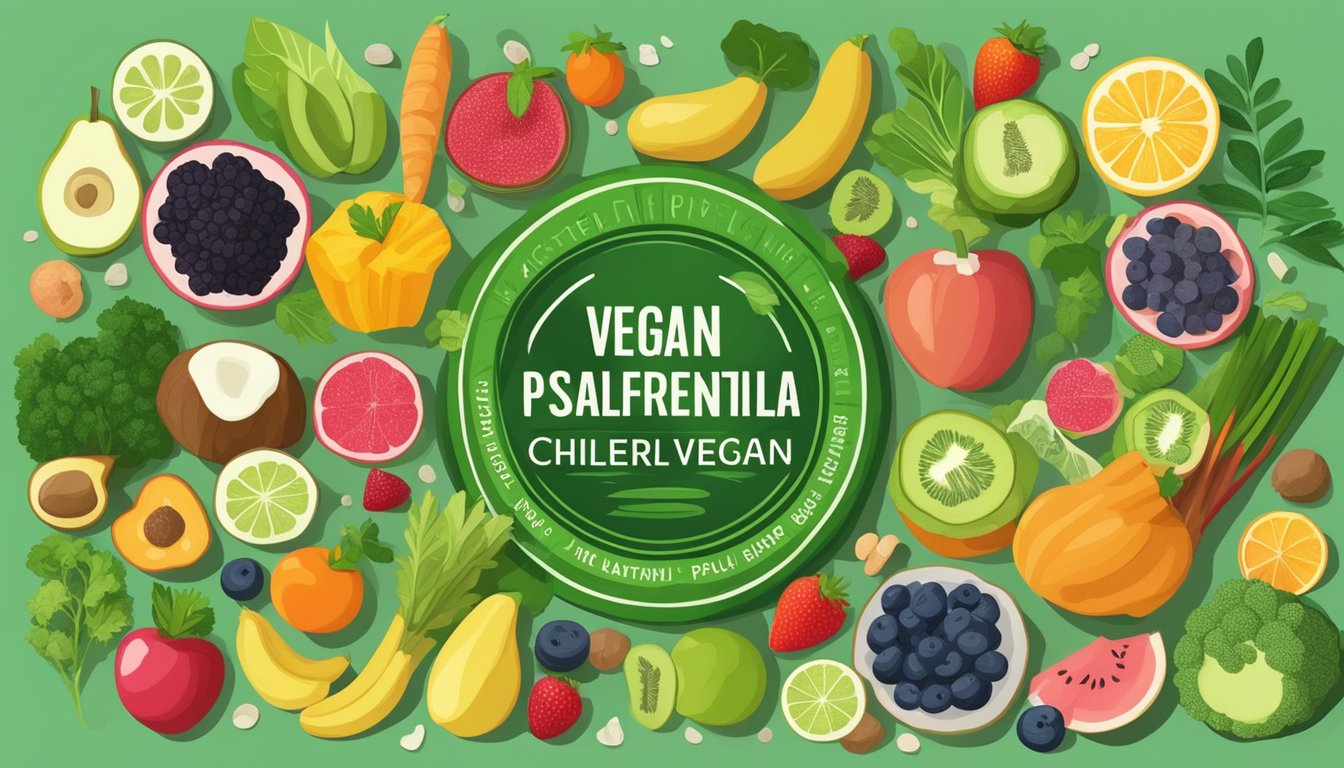 A variety of diets - vegan, paleo, keto - with chlorella supplements in the center, surrounded by fresh fruits, vegetables, and whole foods