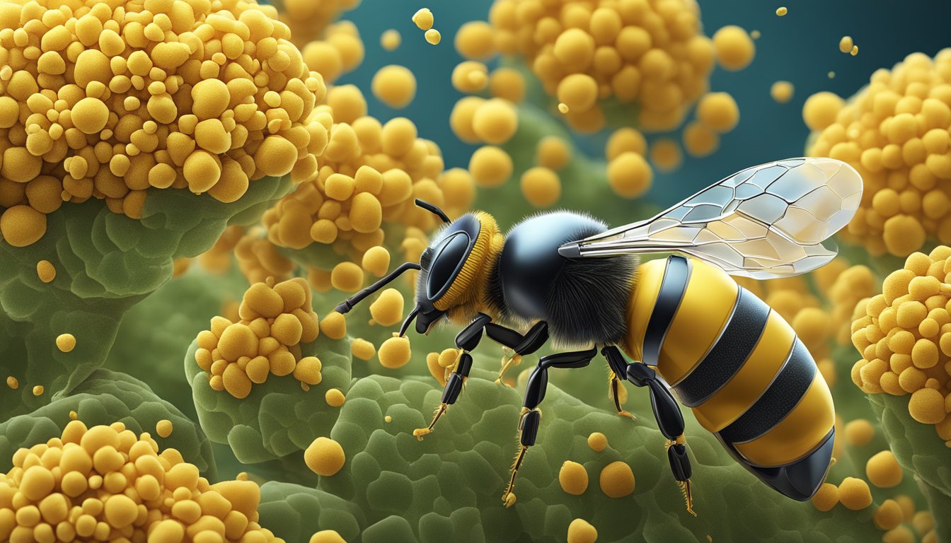 A microscope revealing bee pollen under intense scrutiny by scientists