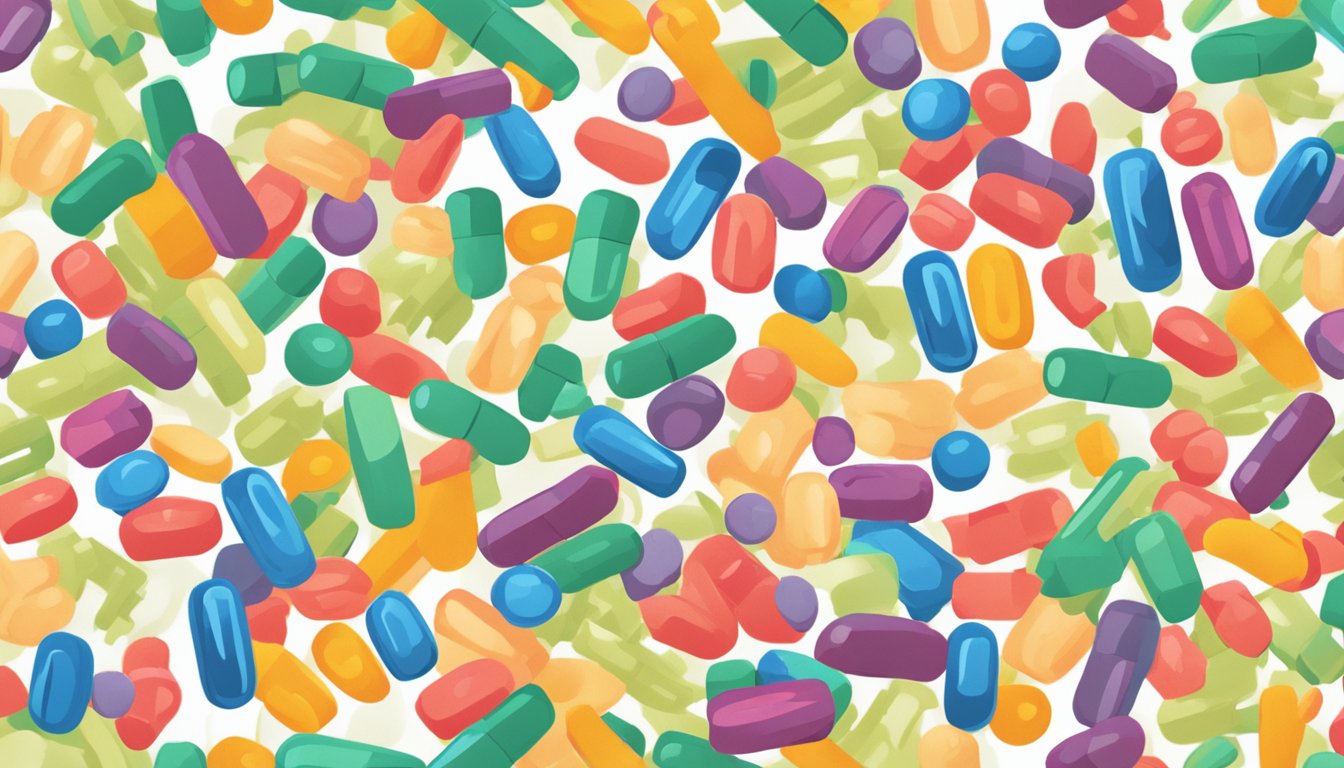 A colorful illustration of prebiotic fiber supplements being rejected by a stylized body, with red "X" marks over the supplements and a healthy gut flourishing without them